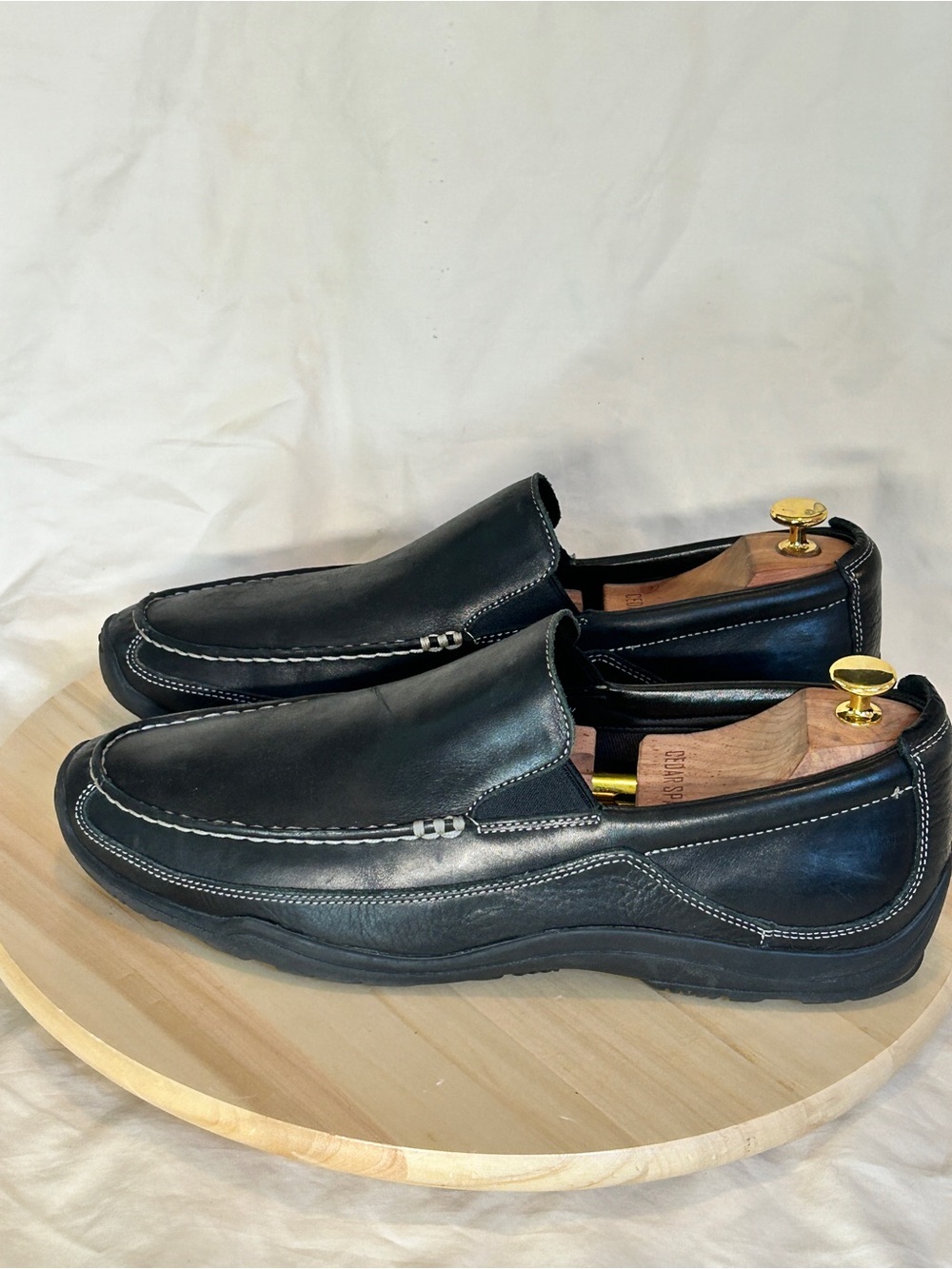Cole Haan Black Leather Slip-On Driving Loafers